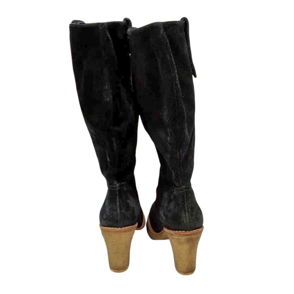Ugg Josie Sz 7 Heeled Tall Black Suede Cuff Boots - Picture 5 of 8